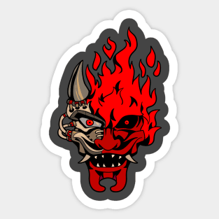 OniCyborg Cyberpunk Oni Samurai Evil Japanese Streetwear Sticker